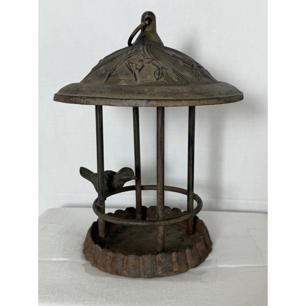 Vintage Japanese Cast Iron Pagoda Gazebo Garden Candle Holder Bird Feeder 12"H